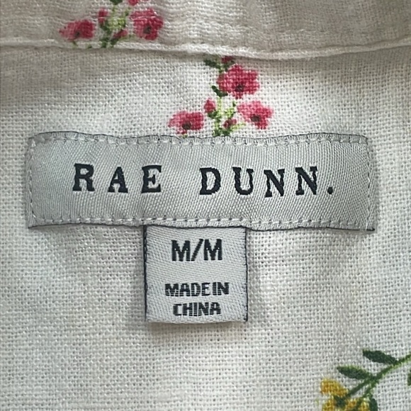 Rae Dunn Floral Button Down Shirt 55% Linen - Picture 3 of 5